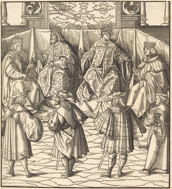 Assembly of Four Kings, in the foreground Four Men