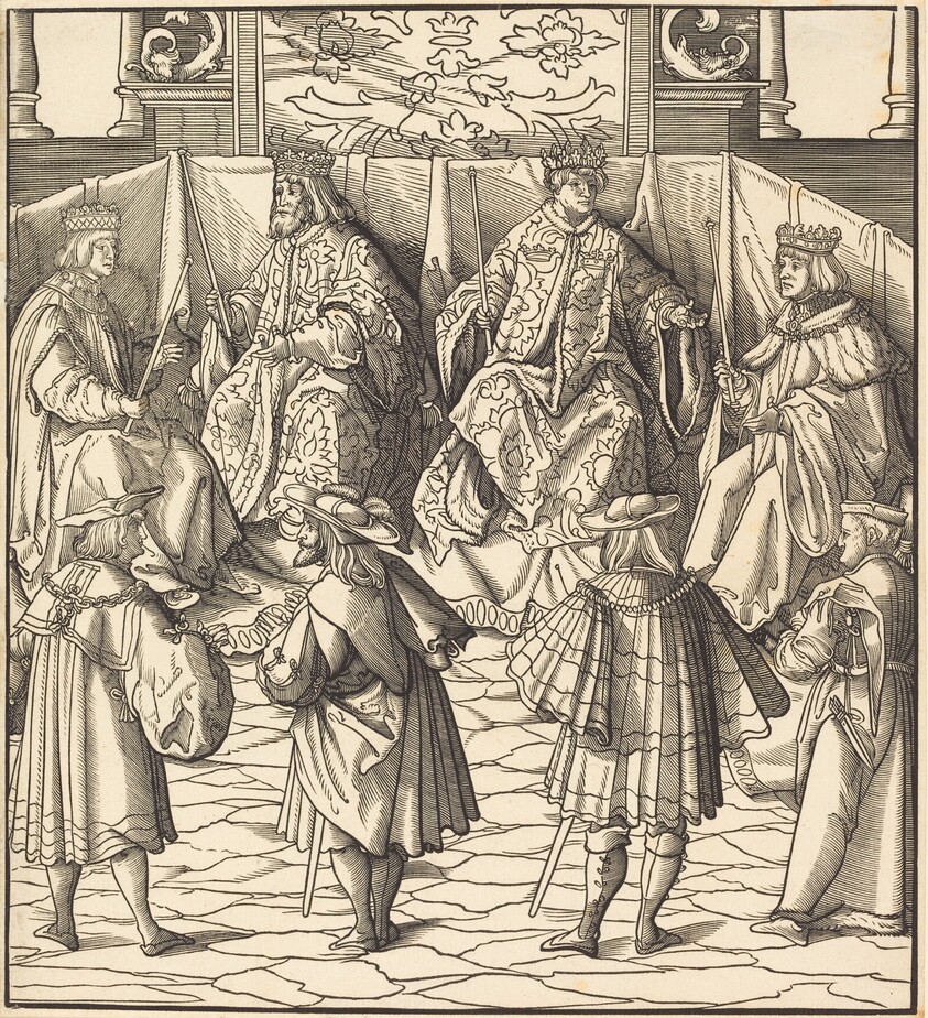Assembly of Four Kings, in the foreground Four Men