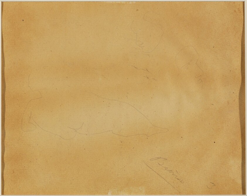 Studies of a Nude and Two Heads (verso)