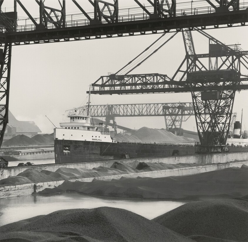 Steamer Marlhill Unloading Taconite at Inland Steel Works, Indiana Harbor, East Chicago, Indiana