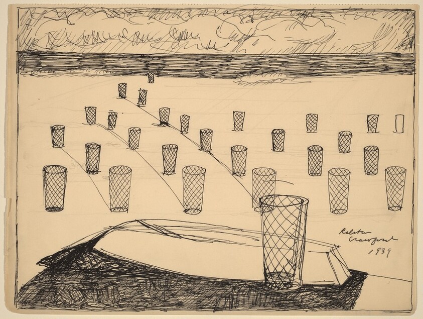 Beach with Trash Cans