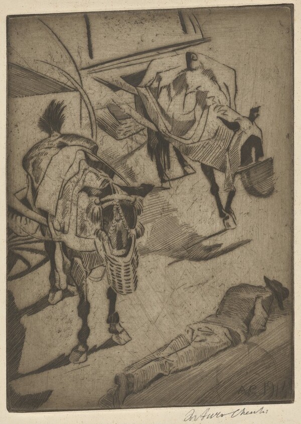 Two Donkeys and a Peasant in the Sun (Due somari e un contadino al sole)