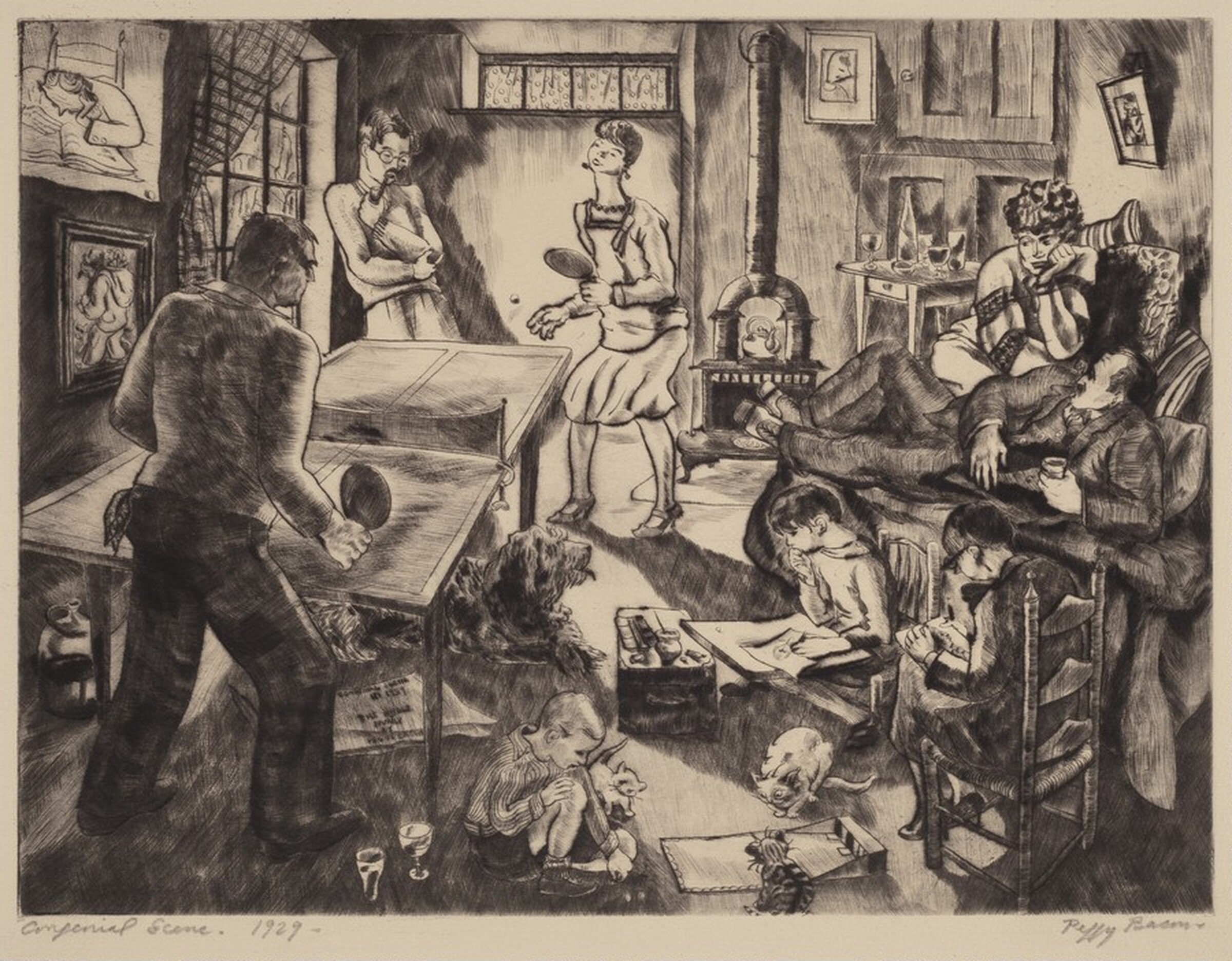 Congenial Scene, Peggy Bacon, 1929