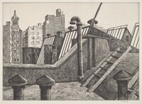Rooftop with Ventilators, Armin Landeck, 1942