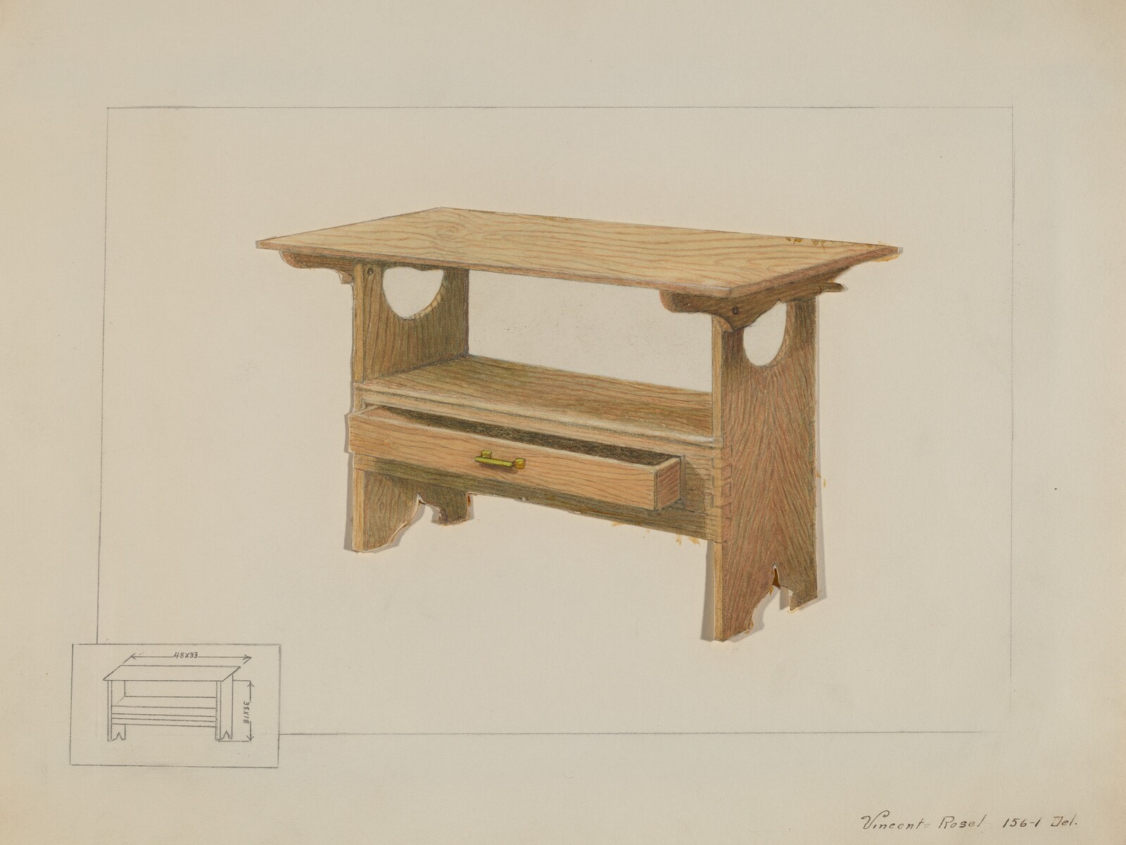 Kitchen Bench Table, Vincent P. Rosel, c. 1936