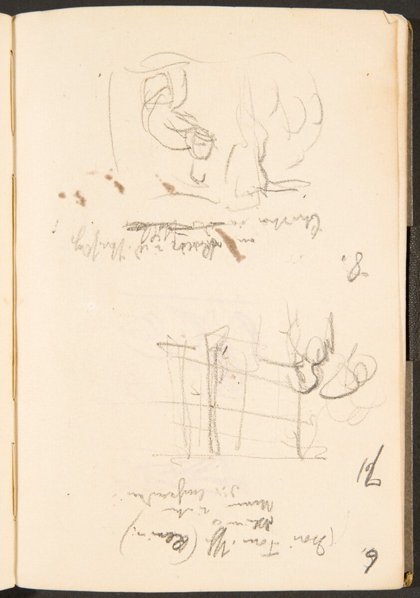 Zwei Skizzen, Bezeichnungen (Two Sketches with Inscriptions) [p. 39]