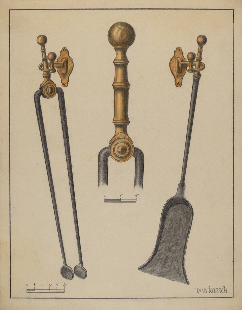 Fire Tongs, Shovel, and Jamb Hooks