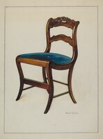Mahogany Chair with Card Rose Design on UpperWrung, Florence Truelson, c. 1937