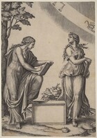 Two Women with the Zodiac, Marcantonio Raimondi after Raphael