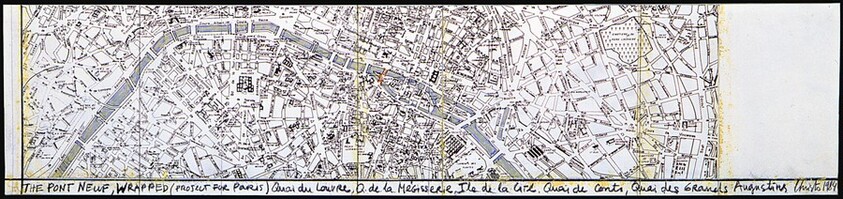 The Pont Neuf Wrapped, Project for Paris [top panel]