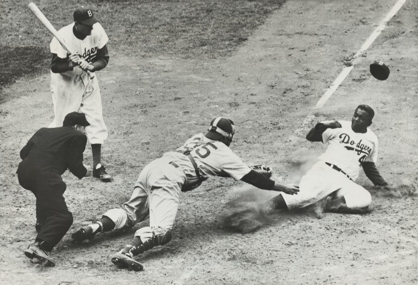 Jackie Robinson Stealing Home