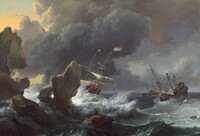 Ships in Distress off a Rocky Coast, Ludolf Backhuysen, 1667