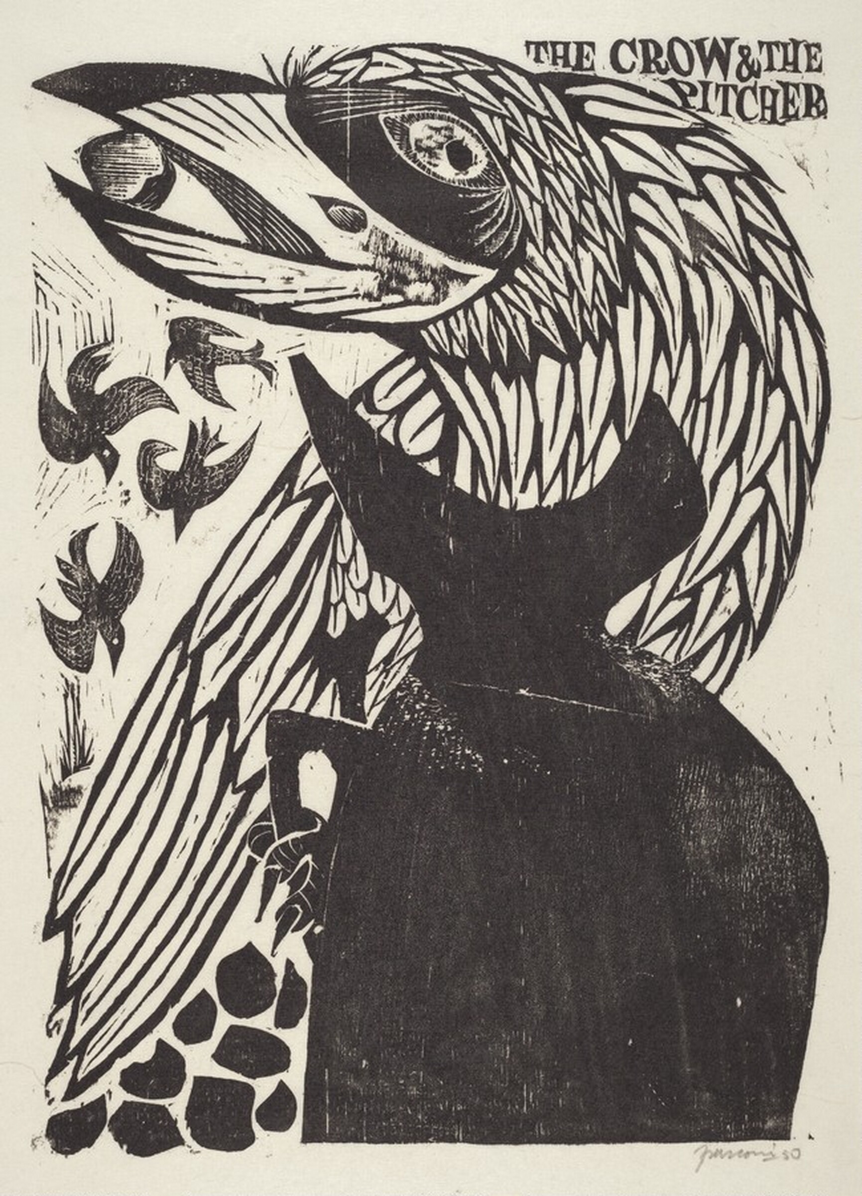 The Crow and the Pitcher, Antonio Frasconi, 1950