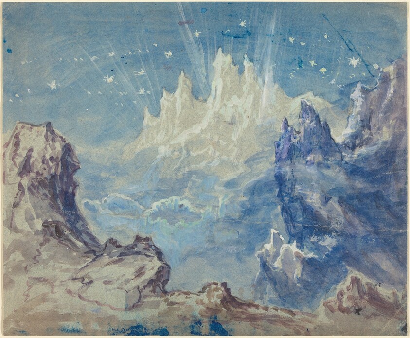 Fantastic Mountainous Landscape with a Starry Sky