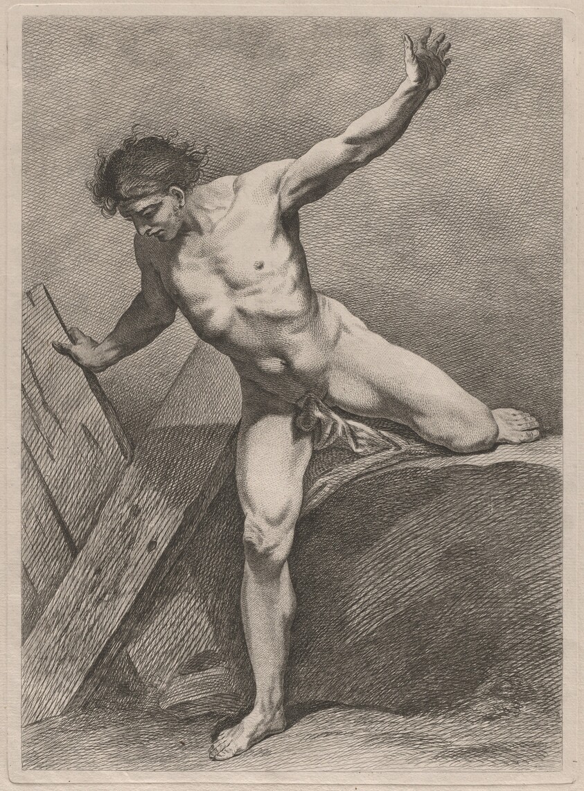 Climbing Man with Arms Outstretched