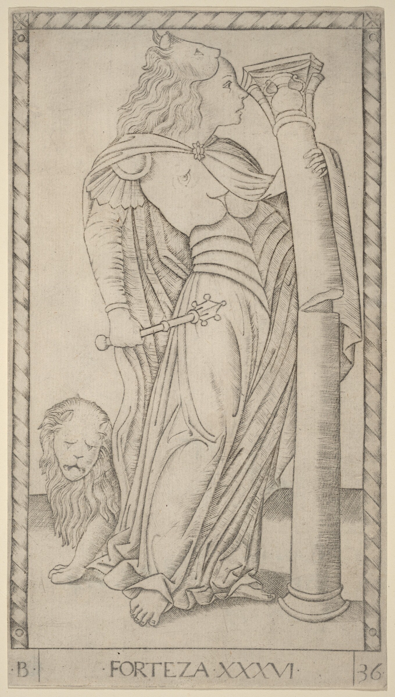 Forteza (Fortitude), Master of the E-Series Tarocchi, c. 1465