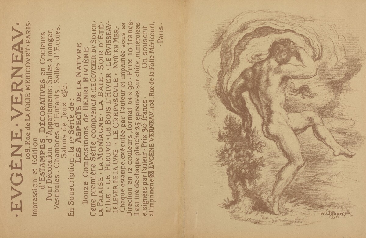 Dancing Nude and Advertisement for Eugène Verneau's "Estampes décoratives" [verso]