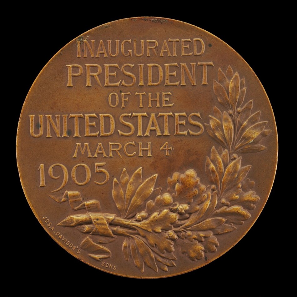 Theodore Roosevelt Inaugural Medal [obverse] by Charles Barber, Joseph K.  Davison's Sons, image size:950x950