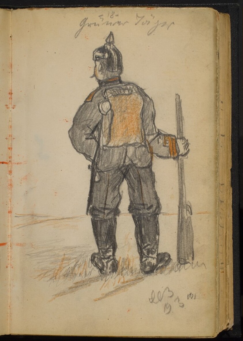 Soldier with a Rifle seen from Behind