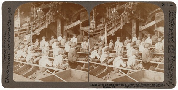 "Boys Picking Slate in a Great Coal Breaker, Anthracite Mines, Pennsylvania"