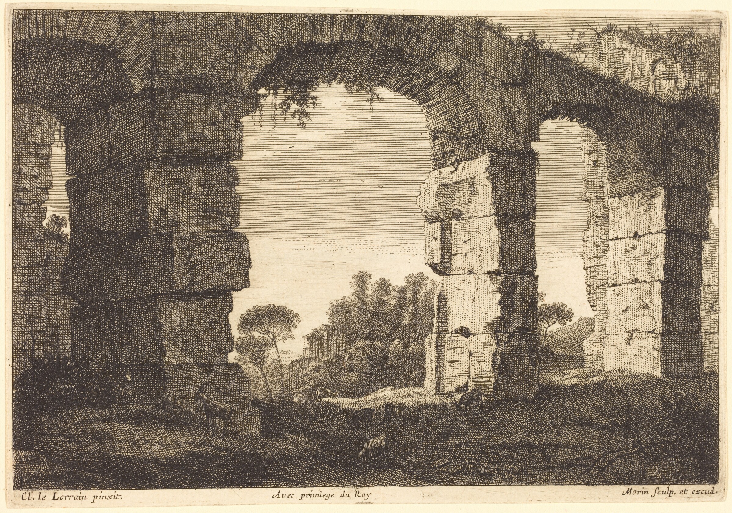 Ruins of an Aqueduct, Jean Morin after Claude Lorrain