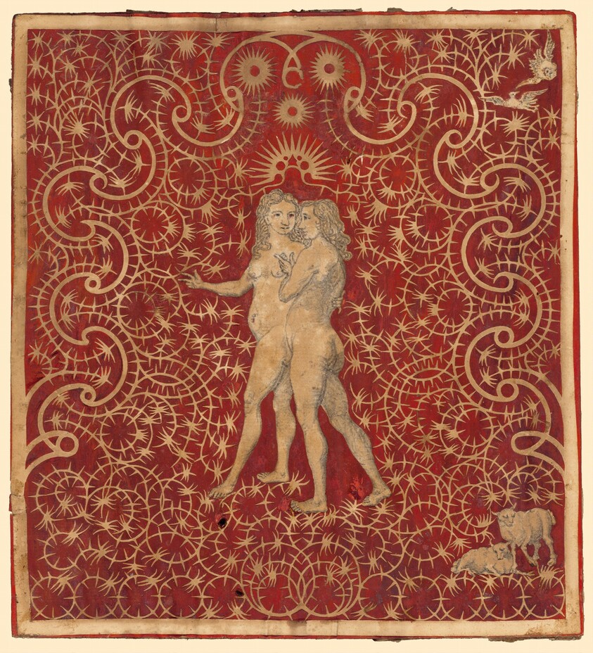 Adam and Eve in the Garden with a Pair of Sheep and a Pair of Doves