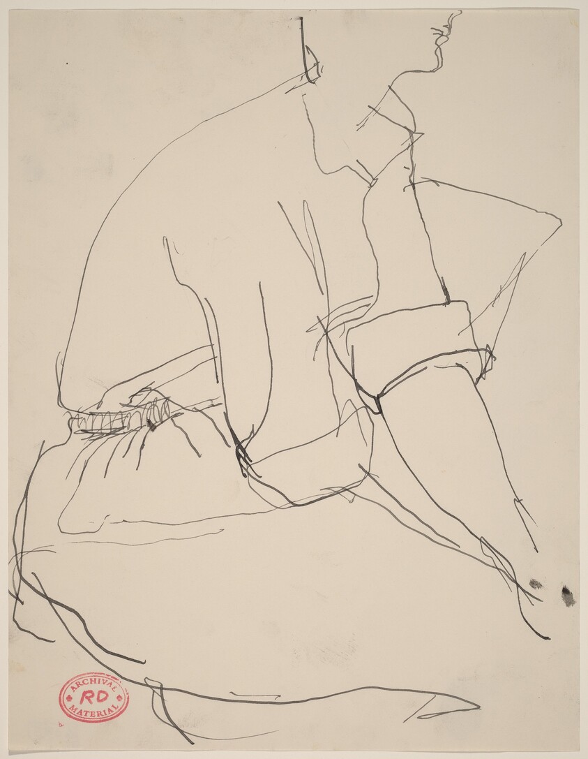 Untitled [seated woman in cuffed short sleeves]