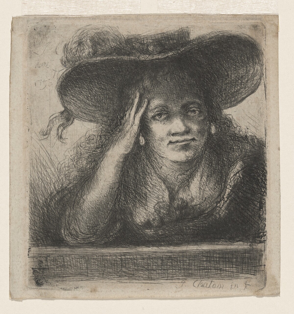 Portrait of a Woman with Wide Brim Hat