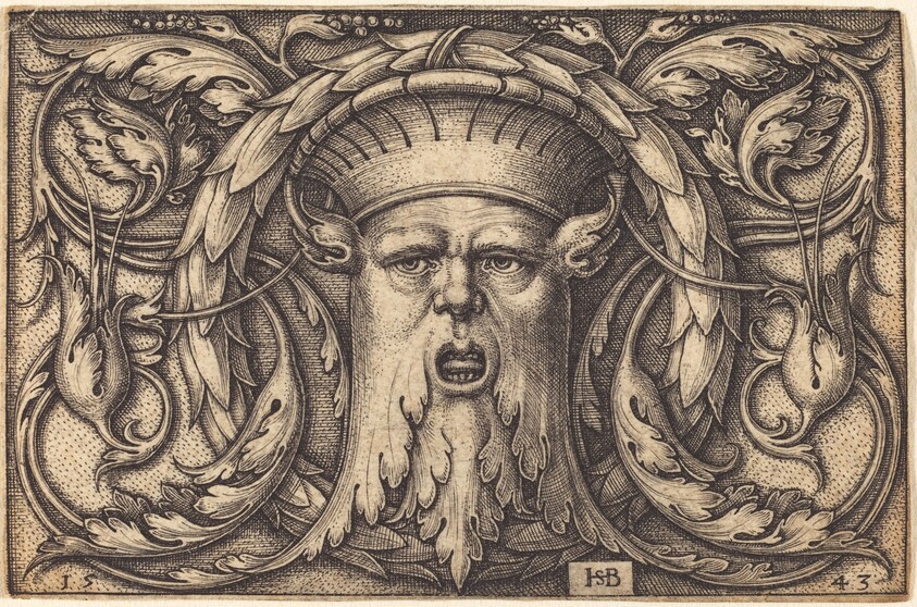 Ornament Panel with a Large Bearded Mask