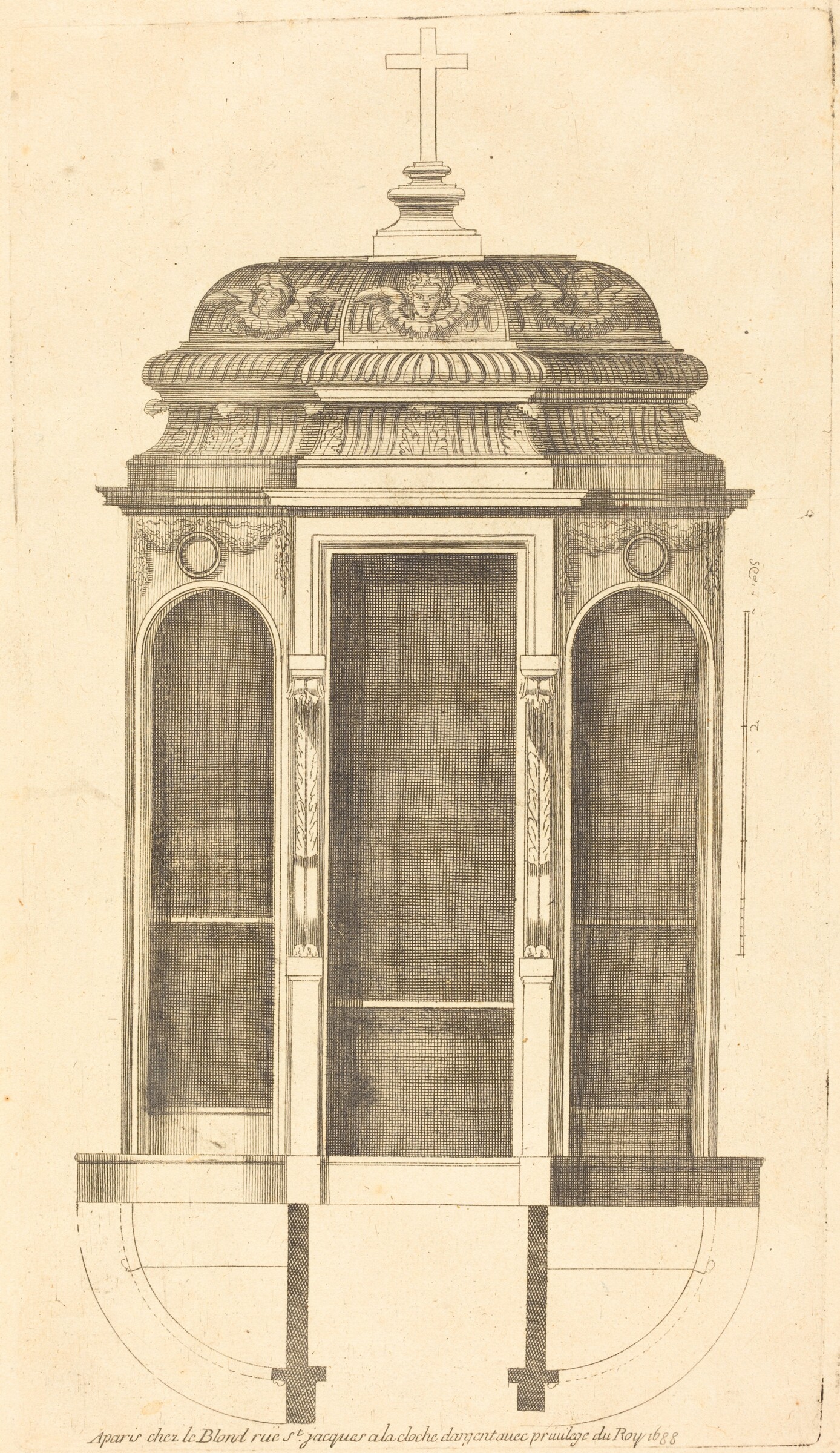 Plan et elevation des plus beaux confessionnaux de Paris, tres fidelemant mesure, Jean Le Blond, published 1688