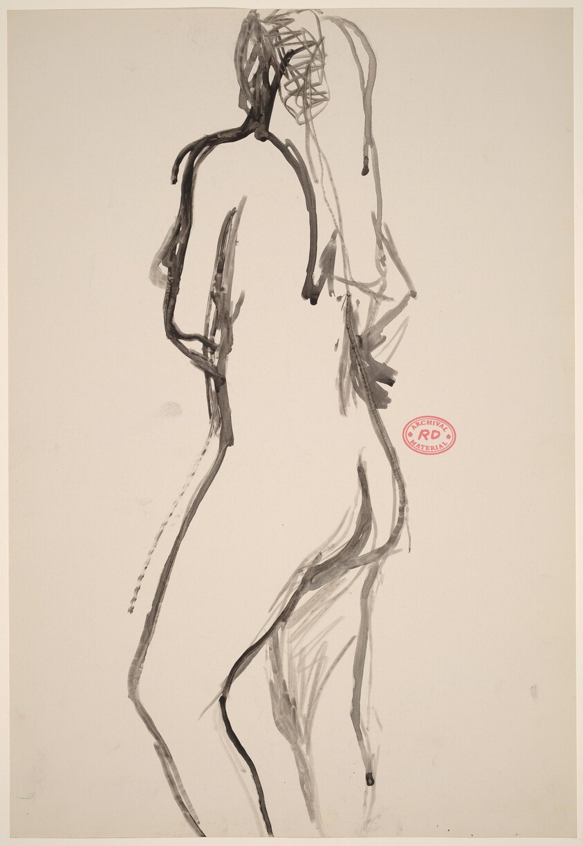 Untitled [standing female nude with long hair]