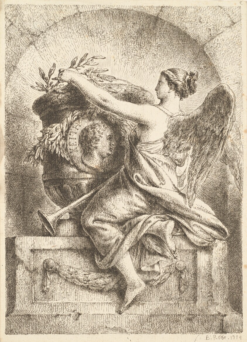 The Goddess of Fame Placing a Laurel Wreath on the Memorial to General Keith