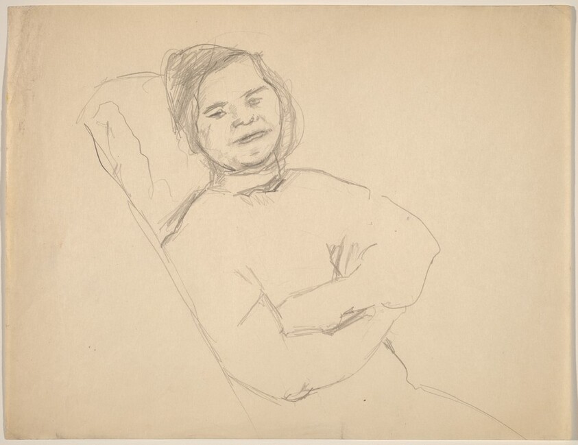 Seated Woman, Head Turned to Viewer, Arms Crossed